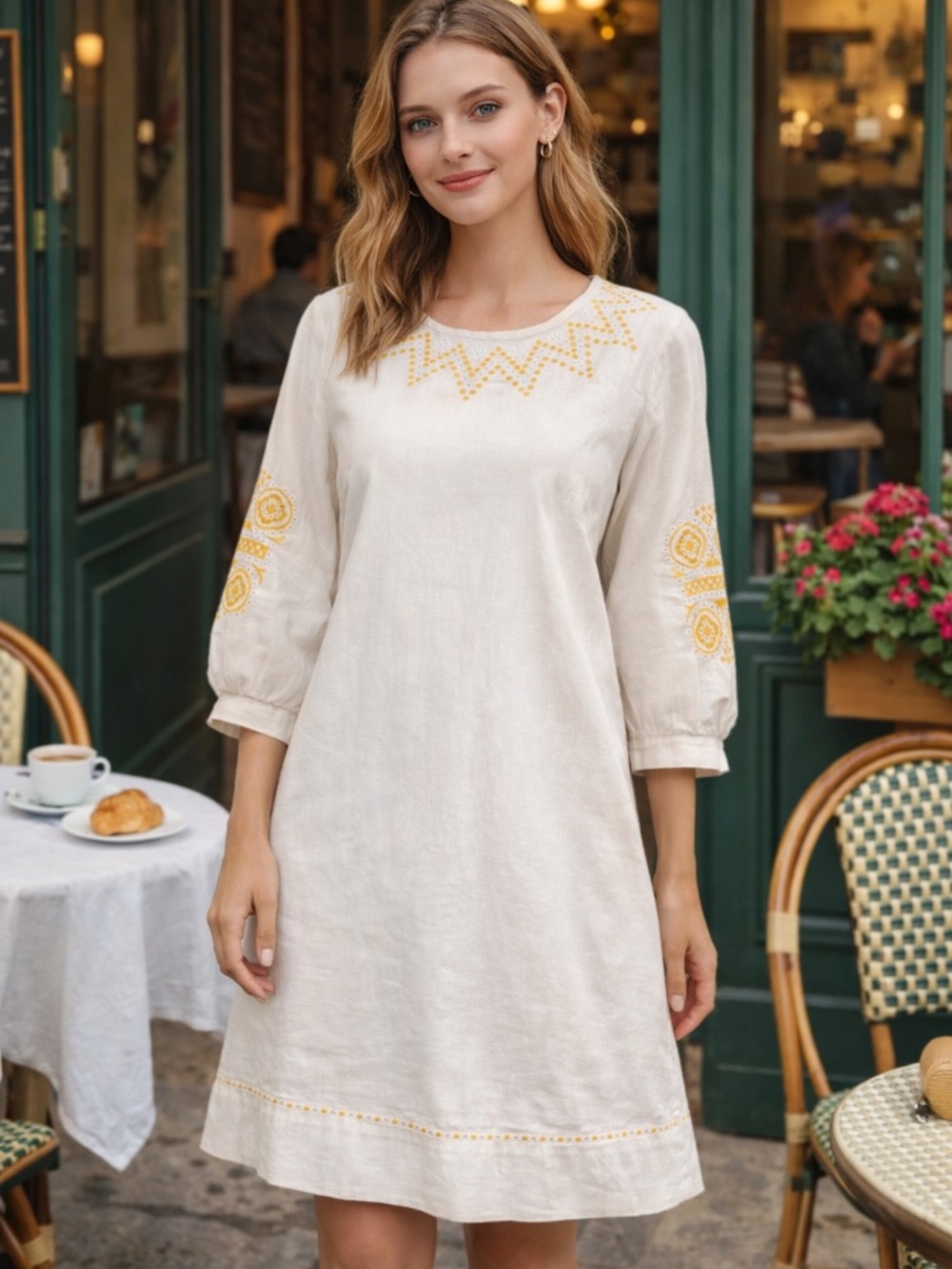 Banana Republic Dress Eyelet Linen Shift Mini Dress  Embroidered Boho Resort S